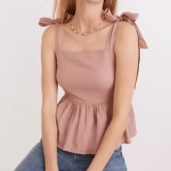 Madewell Rosalie Tie-Strap Top in Textured Gingham - Picture 2 of 6